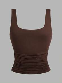 SHEIN Girlism Conjunto de 3 piezas de camisetas de tirantes y camisolas para niñas preadolescentes, color liso y estampado de lunares, cuello cuadrado, cintura fruncida, chaleco ajustado, caja sorpresa [6 sets aleatorios, se envían 3 sets] - Multicolor - Ver 3