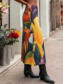 CAJUNI Midi Casual Chic Elegant Midi Skirt - Multicolor - View 5