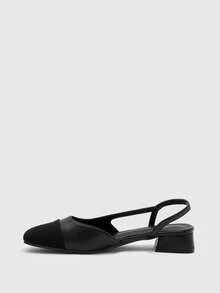 CUCCOO BIZCHIC Zapatos de tacón grueso con punta puntiaguda y bloques de color para mujer, primavera/verano - Vintage Negro - Ver 10