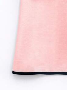 GlowEve Women's Elegant Commuter Contrast Trim Square Neck Short Sleeve Midi Dress For Spring And Summer - Baby Pink - View 3