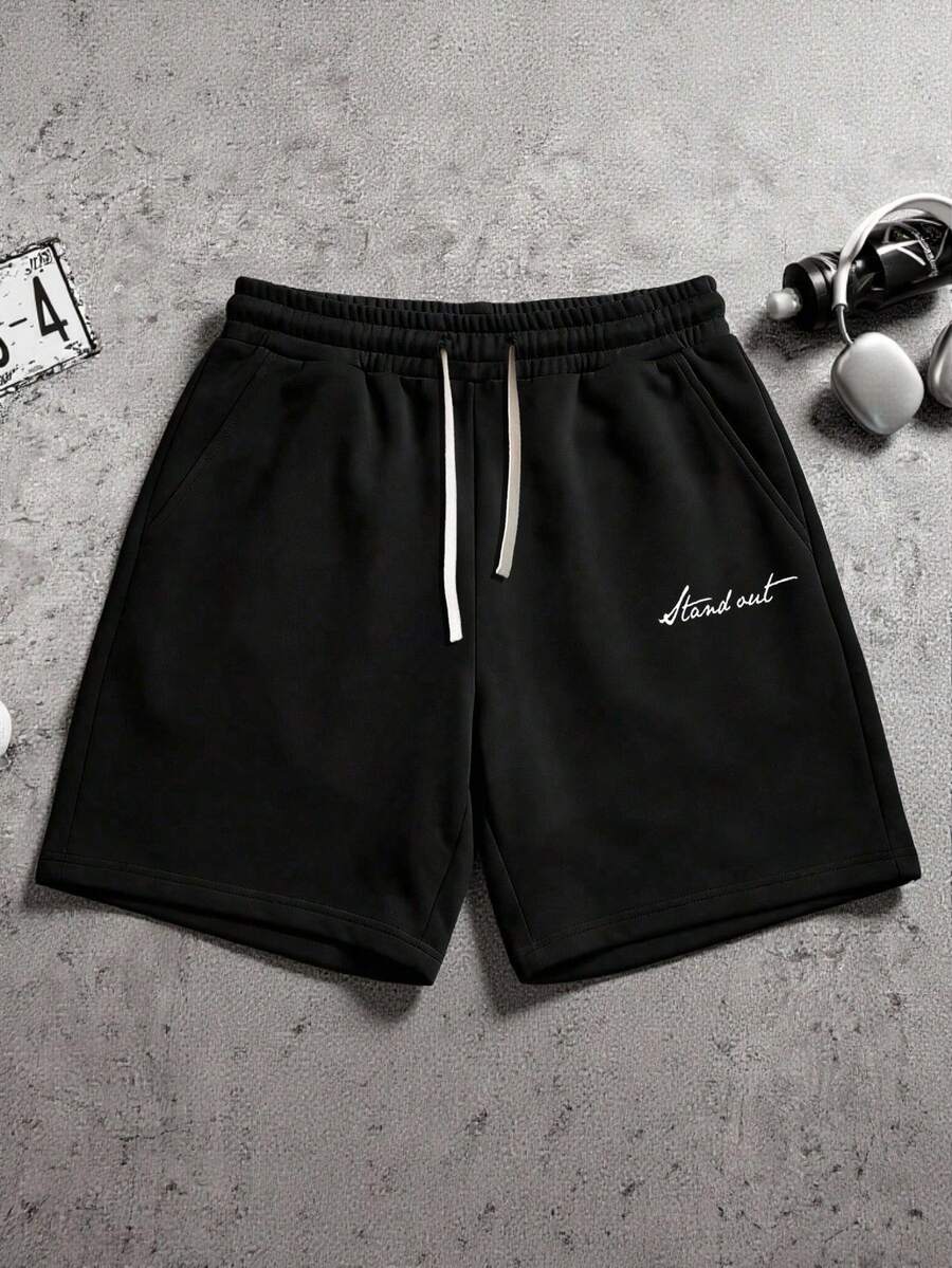 Sport MetroGents Men's Elastic Waist Drawstring Casual Versatile Daily Sports Shorts, Gym, Holiday - Black - View 1
