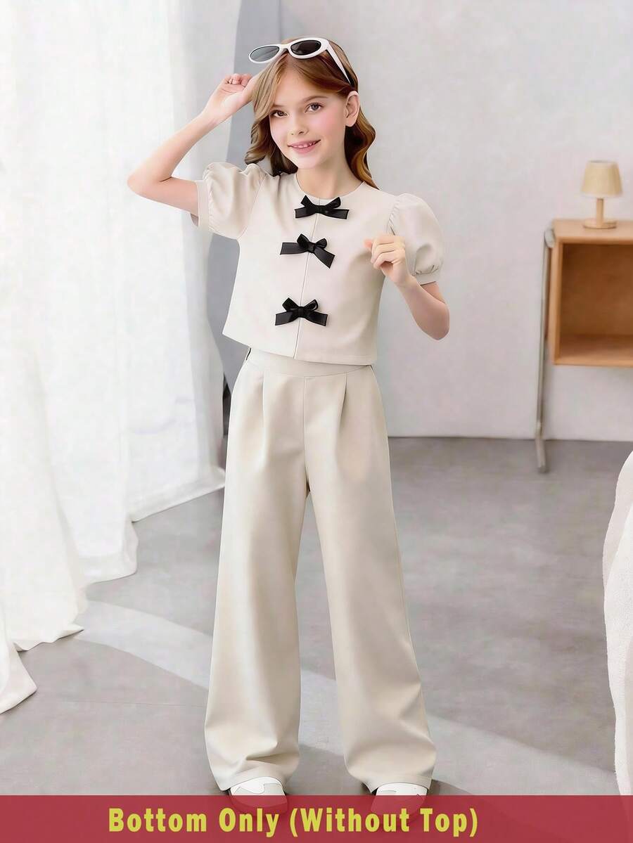Tween 女童休闲简约纯色直筒裤