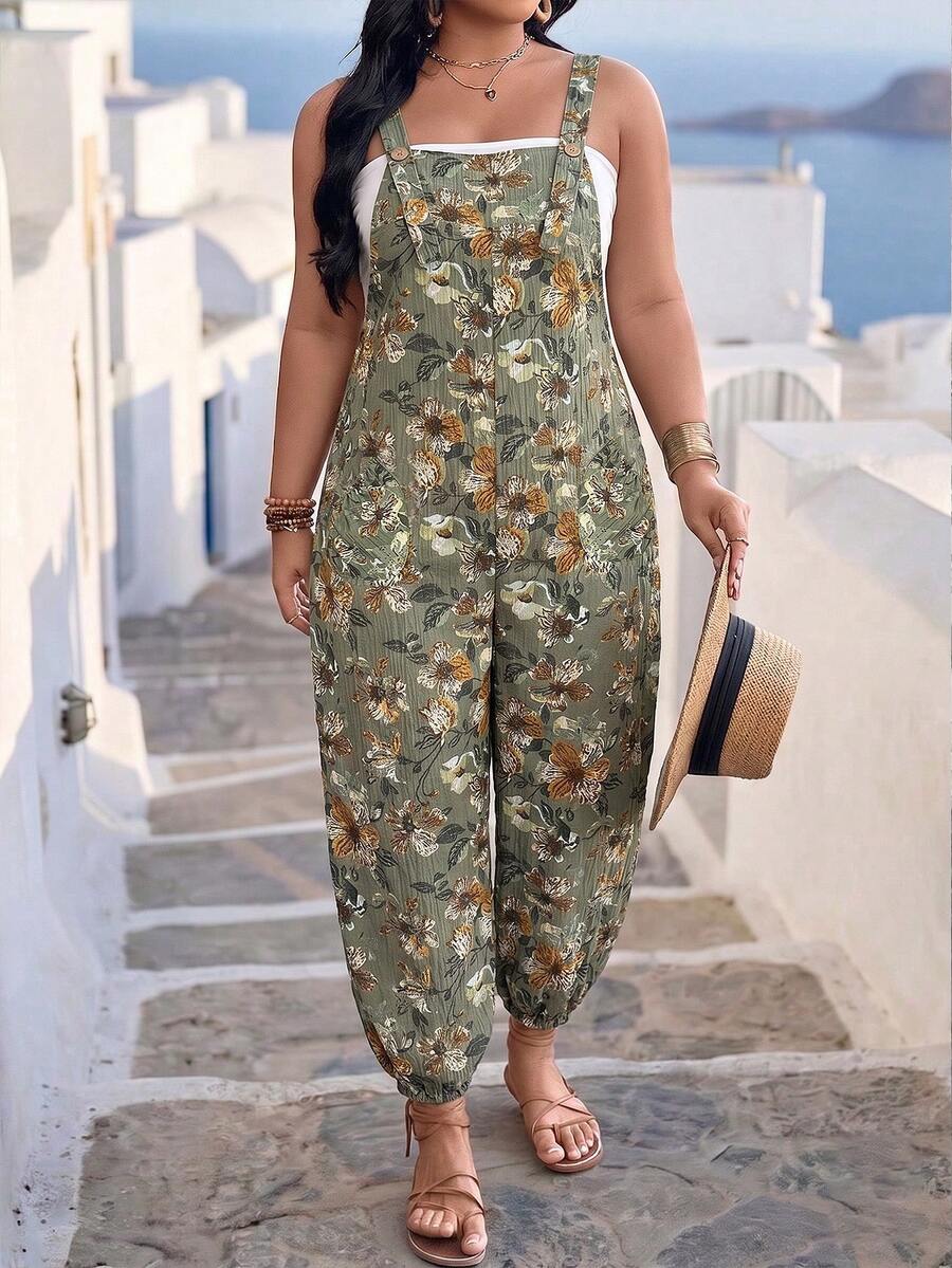 Linhara CURVE Plus Size Women's Patchwork Multi- Jumpsuit - Multicolor - View 1