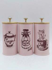 3pcs Bamboo Lid Sealed Coffee Sugar Tea Storage Jar Set 3-Piece Creative Sealed Moisture-Proof Kitchen Sealed Jar Back To School - Multicolor - View 16