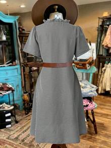 Linhara Women's Plus Size V-Neck Knee-Length Dress, Casual/Vacation/Beach Dress, Summer Dress - Black - View 4