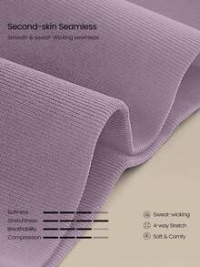 GLOWMODE Seamless Fitted Long Sleeve Crop Tee With Lace-Up Back Light Support Low Impact Yoga Pilates Daily Gym - Purple - View 5