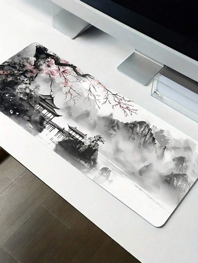 1片特大號日式黑色波浪電競滑鼠墊，人體工學設計，防滑橡膠底，藝術風景圖案，光滑耐用表面，適用於電腦筆電桌墊，電競玩家與藝術家滑鼠墊，大型辦公配件 - 多色 - 查看 8