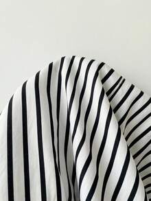 SHEIN EZwear 女款休閒圓領短袖上衣、女款條紋襯衫、女款夏季服飾 - 彩色 - 查看 3