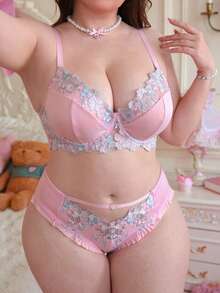 PetitDoll Bộ 2 áo ngực có gọng thêu họa tiết cỡ lớn - Nhiều màu - Xem 4