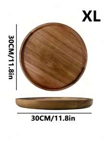 1/2PCS Solid Wood Round Serving Tray Multifunctional Breakfast Tray Bathroom Tray Cheese Board Kitchen Decor Rustic Service Platter Farmhouse Home Storage Organizer Gift - Yellow - View 10