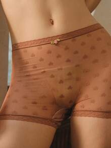 Bisouelle 3pcs/Set Sweet Heart Jacquard Mesh Lace Trim Panties - Multicolor - View 6