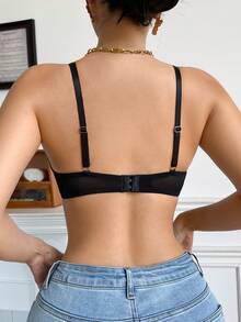 DesireSculpt Sujetador elegante de unicolor con aplicaciones de encaje - Negro - Ver 2
