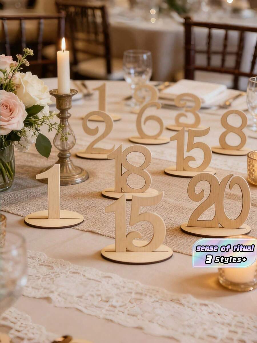 10 20 Pieces Rustic Artificial Wood Number Place Card Holders Size 1 20 Reusable Table Number Stands For Wedding Birthday Anniversary Graduation Party Home Decor Summer Gift Beach Back To School Room Decoration - one size fits all - View 1