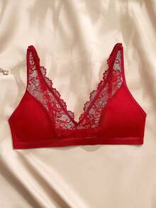 Charlaine Sujetador de encaje con parches para mujer - Rojo - Ver 5
