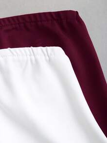 Conjunto de 2 piezas de top camisola minimalista con borde de encaje, asimétrico y sin tirantes, de seda de leche suave, elegante para el trabajo y uso diario, para primavera/verano - Multicolor - Ver 8