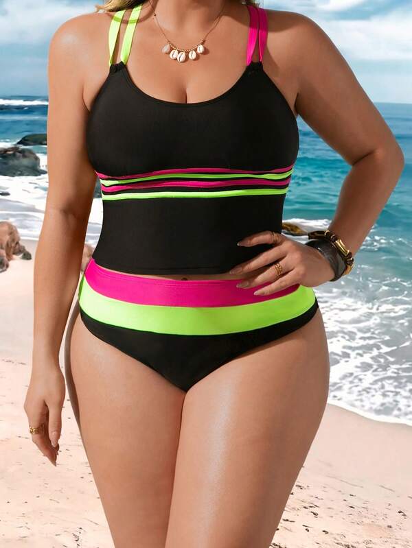 Swim Lushoire Bikini tank size lớn nữ đi biển nghỉ dưỡng xuân/hè 2026 mới
