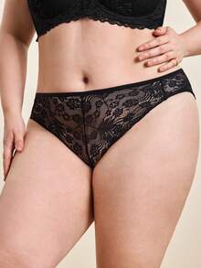Hourtrue 4条/套加大码女士蕾丝边三角裤，腰围0XL-4XL：65、71、77、83、89厘米，手工测量可能存在1-2厘米误差。 - 黑色 - 查看 6