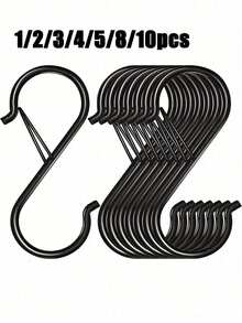 3/6/8/10PCS S Hooks For Hanging,Heavy Duty S Hooks With Buckle S Shaped Hooks Kitchen Pot Rack Hooks Closet Hooks For Hanging Plants,Clothes,Kitchen Utensil, Pots And Pans - Multicolor - View 7