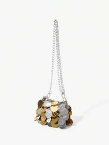 Viva Strut Two-Color Sequined Messenger Bag - Bright silver - View 3