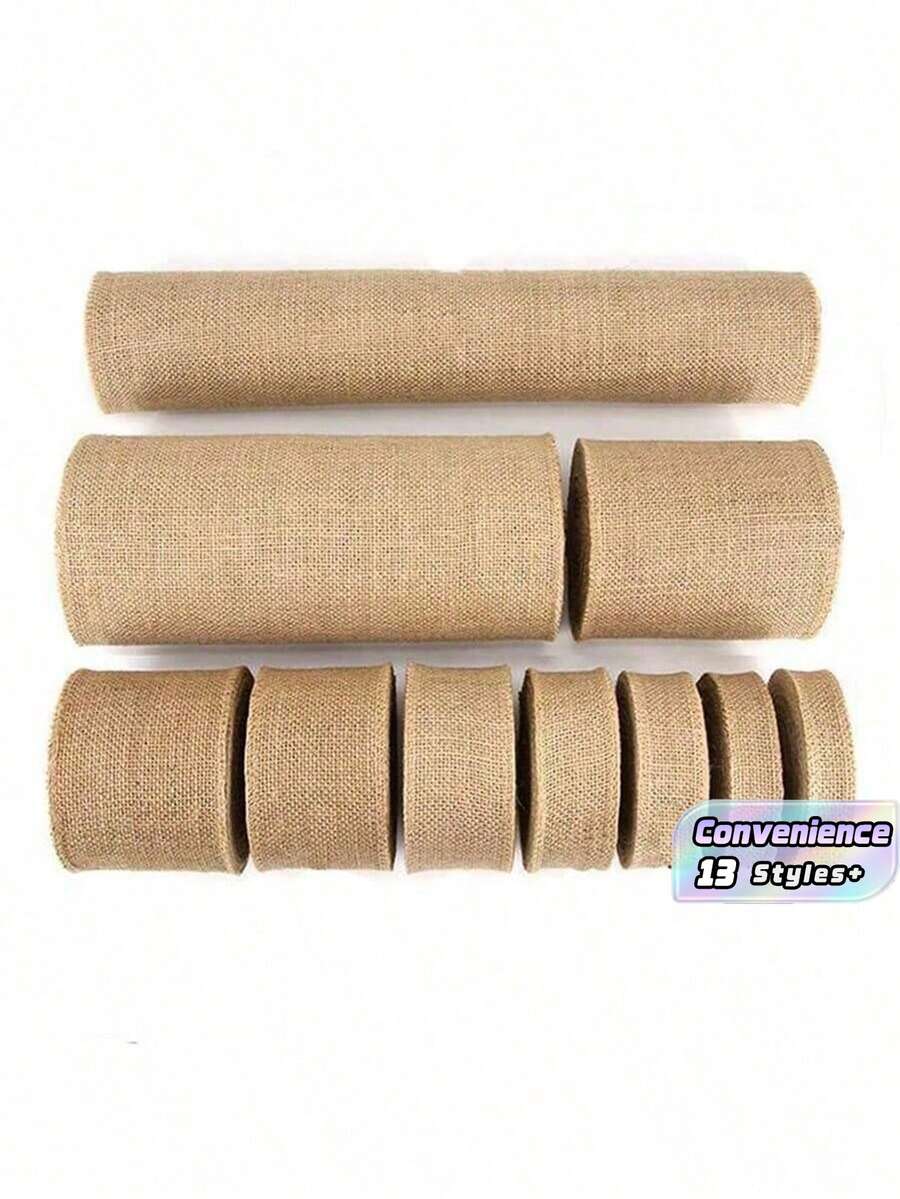 2米/卷黄麻绳亚麻丝带,手工礼品包装蕾丝,婚礼派对装饰,DIY工艺品包装服装配饰 - 卡其色 - 查看 1