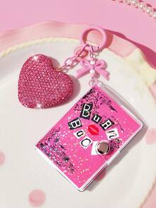 Mean Girls | SHEIN Pink Heart Card Pendant Kerings Bag Kechains - Pink - View 7