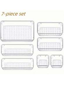 7/16/25 Pcs Clear Plastic Stackable Storage Bins Drawer Organizers ...