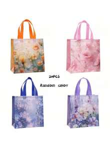 1/4/10/20 Stücke große Kapazität elegante Blumen-Botanik-Malerei-Stil Vliesstoff Polyester Tragetasche Handtasche Party-Gastgeschenk-Geschenktüten für Hochzeit Geburtstag Feier Jahrestag Brautparty langanhaltend modische Einkaufstasche - Mehrfarbig - Übersicht 11
