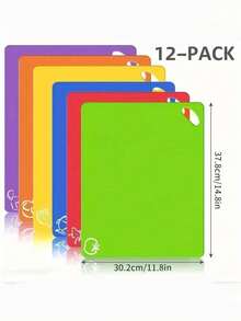 1/6/12pcs, Kitchen Plastic Cutting Board Set, Thickened Soft Cutting Mat, Non-Slip Cutting Board, With Colorful Food Patterns And Easy-Grip Handles, Kitchen Supplies, Dormitory Kitchen Accessories - Multicolor - View 17