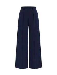 Elenzga 2026 New Vintage Military Green Commuter Daily Fashion Wide Leg Pants Women Spring Autumn High Waist Drape Loose Slimming Straight Leg Independence Day Holiday Style Versatile Women Long Pants - Navy Blue - View 3