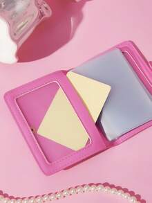 Mean Girls | SHEIN 1 Cartoon Pattern Printed Pu Large-Capacity Leather Card Bag With 18 Card Slots, Which Can Store Cards, Stickers, Hand Account Accessories, Etc., Suitable For Women And Students, Burning Books - Pink - View 5