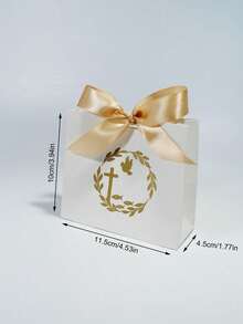 10 PEÇAS Caixa de Presente Retrô Cruz Pomba Coroa de Louros Laço Dourado e Preto Serviço de Igreja Reunião Religiosa Confirmação Primeira Comunhão Caixa de Presente Elegante - 11.5X4.5X10cm - Visão 3