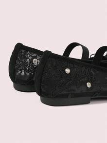 CUCCOO DOLLMOD Women'S Fashionable Black Mesh Flat Shoes For Summer Spring Shoes Spring Break Easter For Christmas Spring Shoes - Black 2 - View 4