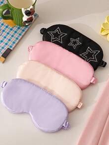 SHEIN 1 pièce Masque pour les yeux de couleur unie, Masque pour les yeux en diamant chaud, Masque pour les yeux en soie respirant et ombrant pour le sommeil avec élastique large, Masque pour les yeux aidant à dormir sans pression - Multicolore - Voir 6