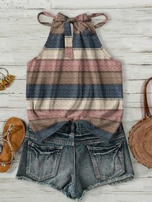 EMERY ROSE Casual Simple Plus Size Tank Top Suitable For Summer - Multicolor - View 2