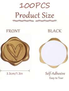 25/50/100PCS Couple Rings Heart Rose Eucalyptus Pattern Real Wax Sealing Stickers Self Adhesive Wedding Invitation Envelope Seal Stickers For Decorating Gifts - one-size - View 26