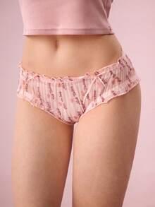 Bonmuse 3pcs Cute & Modest Floral Print Mid-Waist Simple Women's Panties - Multicolor - View 7