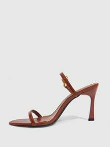 CUCCOO SZL Sandal Hak Tinggi Rantai Ujung Lancip untuk Wanita, Cocok untuk Natal dan Musim Panas - Daun bambu hijau kuning coklat - View 4