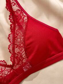 Charlaine Sujetador de encaje con parches para mujer - Rojo - Ver 3