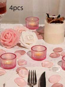 4 Packs Clear Glass Votive Candle Holders, Vintage Candle Holder For Floating Candle, Tealight Candle Holder For Table Centerpieces Home Bridal Shower Birthday Christmas Wedding Party Table Decoration, Gifts - multicolor - View 14