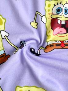 SpongeBob SquarePants | SHEIN 少女夏季休閒卡通印花T恤 - 紫色 - 查看 6