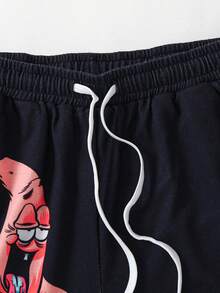 SpongeBob SquarePants | SHEIN 男士短褲 - 黑色 - 查看 4