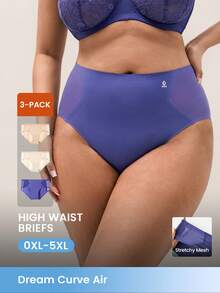 LUVLETTE Plus 3-Pack Seamless No-Show Seamless Comfortable Breathable High-Waist Women Underwear Air Briefs - Multicolor - View 1
