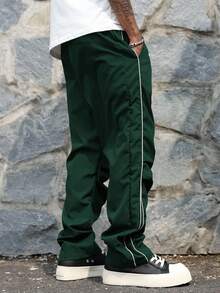 Major Grit Men's Street Collegiate Style Pants, Fall - Dark Green - View 2