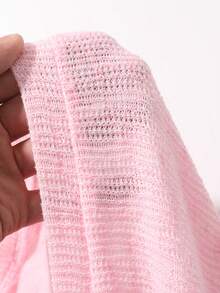 DAZY Women's Solid Color Raglan Sleeve Long Sleeve Tie-Front Knit Casual Cardigan - Pink - View 6