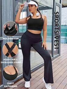 Breezaya Sujetador deportivo de talla grande con costuras cruzadas en la espalda, con almohadillas cosidas, almohadillas no extraíbles para un alto soporte, para mujeres, para hacer ejercicio, yoga, correr, color negro para el Año Nuevo Chino - Multicolor - Ver 4