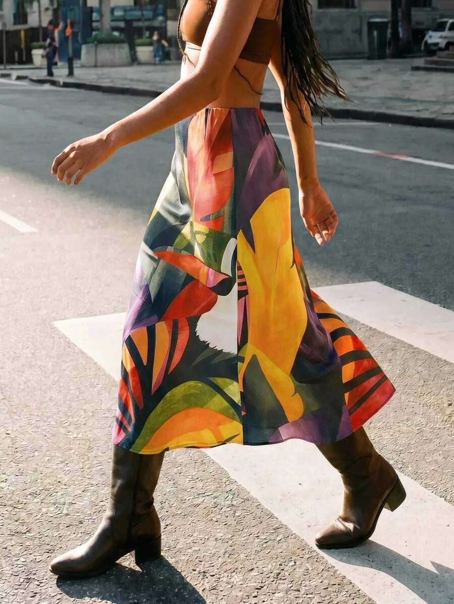 CAJUNI Midi Casual Chic Elegant Midi Skirt - Multicolor - View 1