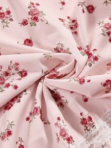 Sweetness Sweet Romantic Red Ditsy Floral Long Dress For Women - Baby Pink - View 4