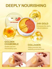 SlowSunday 24K Collagen Eye Mask, 30 Pairs, With Collagen & 24K Gold, Korean Collagen Eye Mask, Diminish Eye Bags, Improve Dark Circles, Brigheten Eye Contour, Multiple Uses, For Nasolabial Folds & Forehead, Y2K , Suitable For Summer - Collagen - View 5