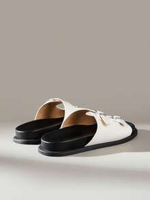 Solecia 女鞋女款時尚黑色舒適平底 Boken ビーチ涼鞋 女款平底涼鞋 - 白色 - 查看 7