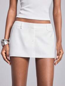 Lumivelle Women's Spring/Summer Y2K White Mini Micro Shorts, Women's Low Waist Mini Skort Vacation - White - View 5